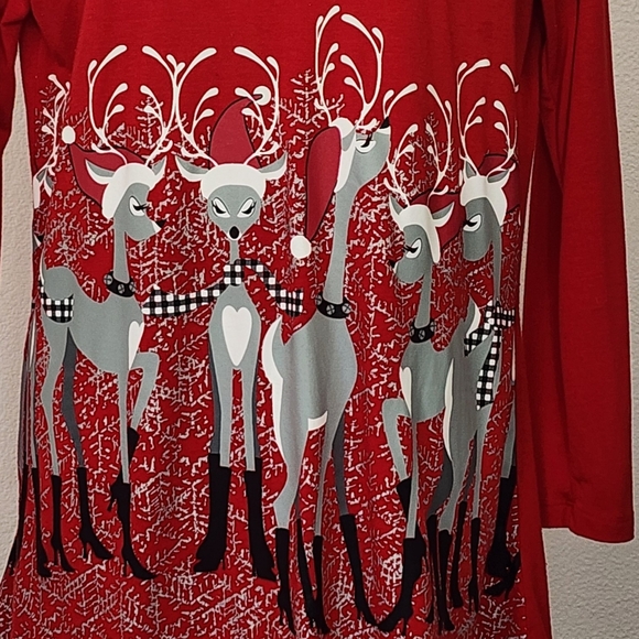 Mac & Belle Tunic Santa Deer Swing Red Size L - Picture 5 of 13